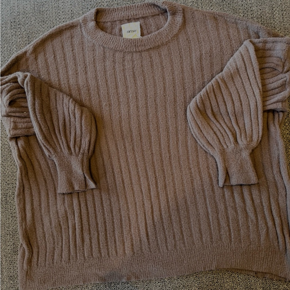 Aerie Brown Buttercream Crew Neck Sweater